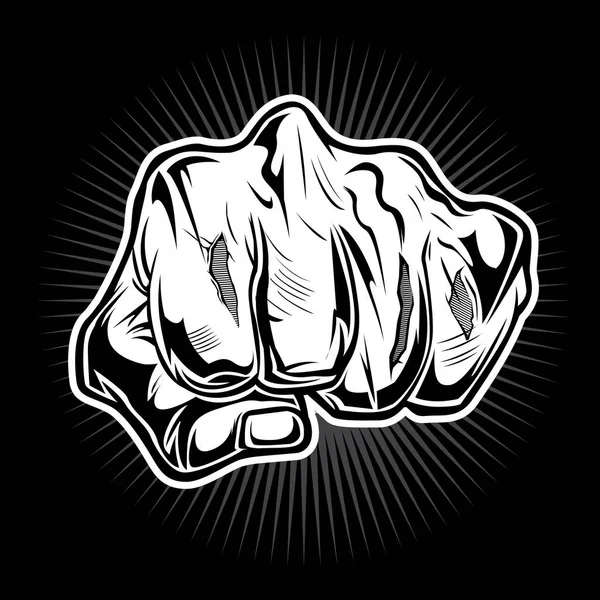 Punching Hand Hardcore Tatoo Boxing Vector — Stock Vector