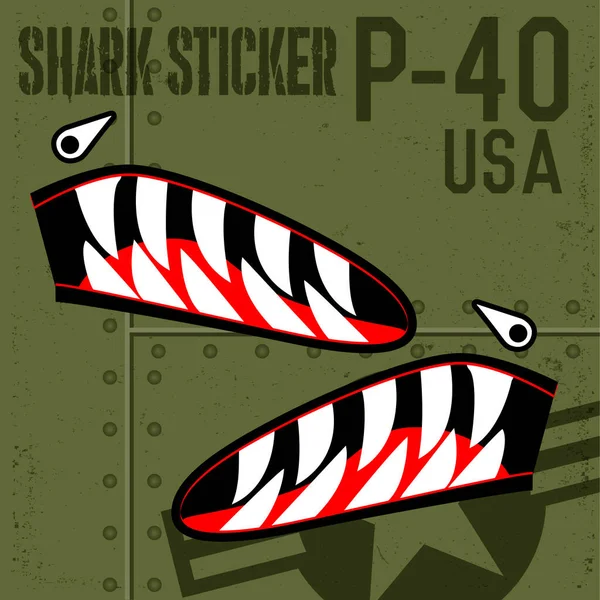 Sticker Bouche Requin Tigres Volants Warhawk Usa Vinyle Sur Illustrateur — Image vectorielle