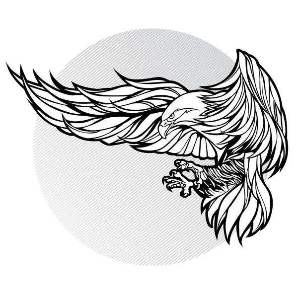 Aigle Oiseau Volant Dessin Vecteur Noir — Image vectorielle