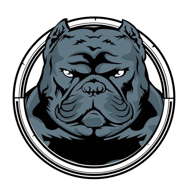 Bulldog Annimalhuvud Ring Logotyp Vektor — Stock vektor