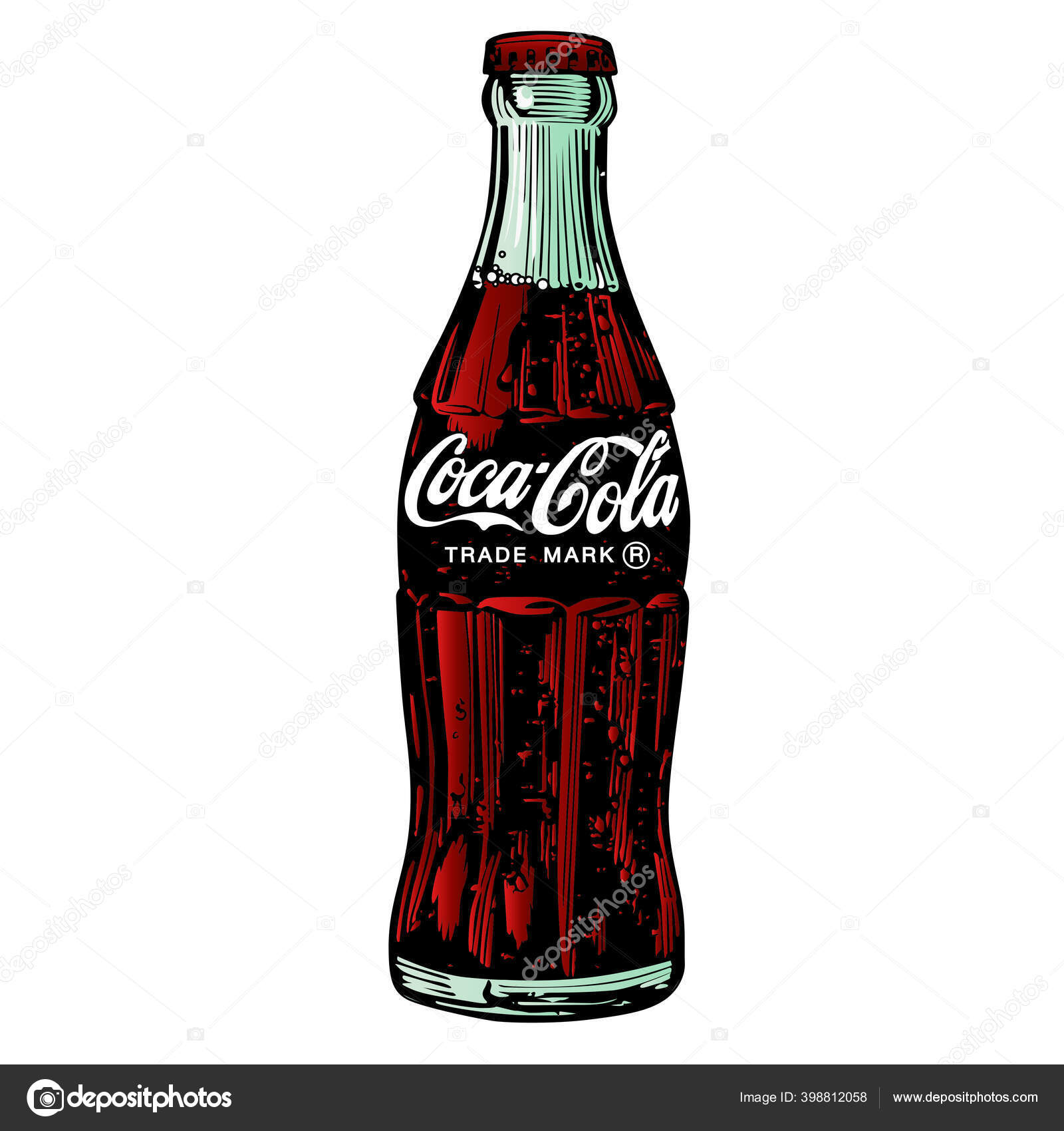 Classic Bottle Coca Cola White Background Vector Illustration Stock