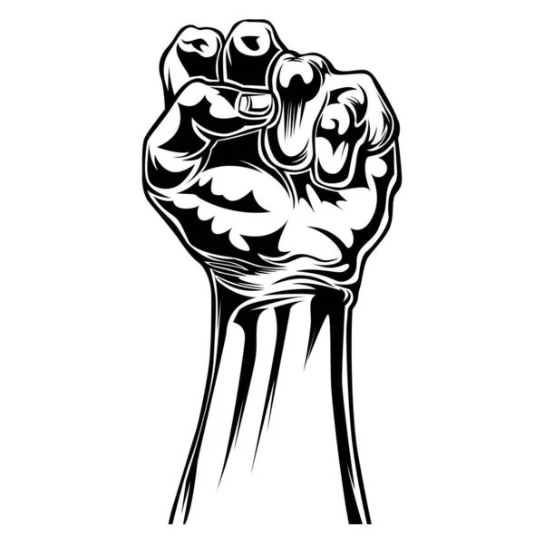 Mano Dibujo Cadena Protesta Blanco Negro Cambio Libertad Vector — Vector de stock