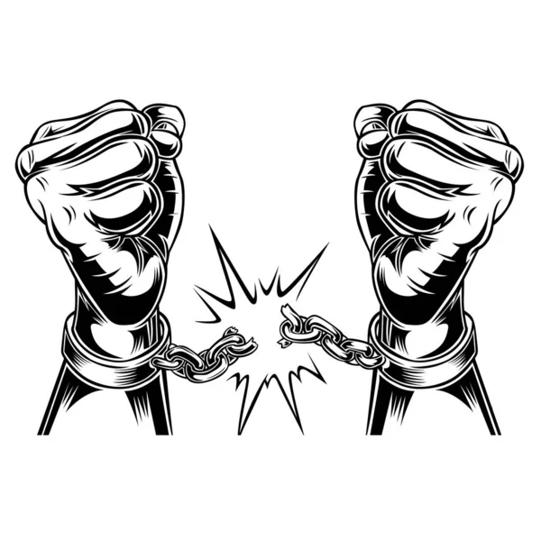 Drawing Hand Chain Black White Protest Freedom Change Vector — Stock Vector