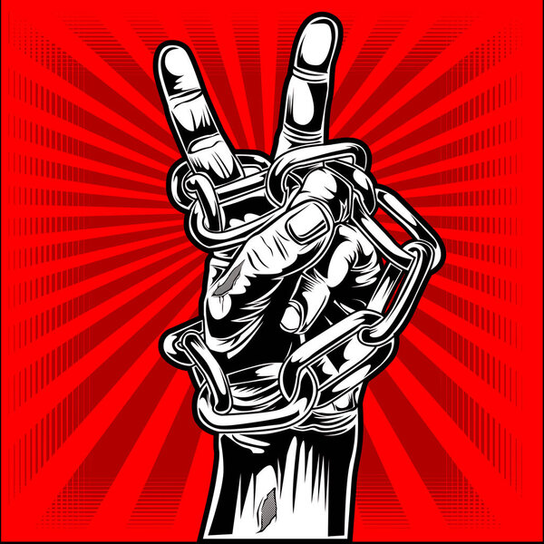 Drawing hand black & white protest Freedom Poster Red change Peace vector 