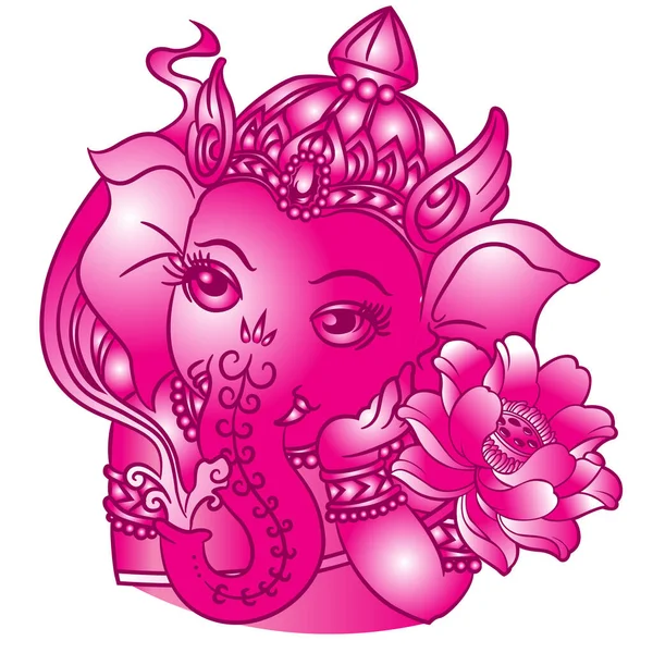 Ganesha Desenho Rosa Lótus Símbolo Tatuagem Ícone Vetor — Vetor de Stock