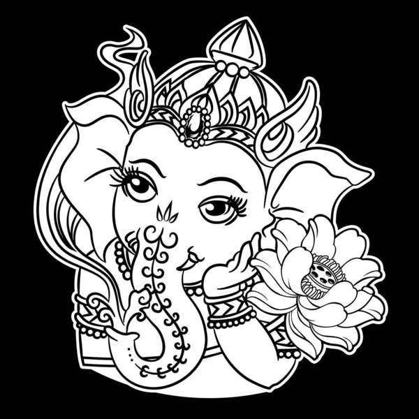 Ganesha Kresba Pink Lotus Symbol Tetování Ikona Vektor — Stockový vektor