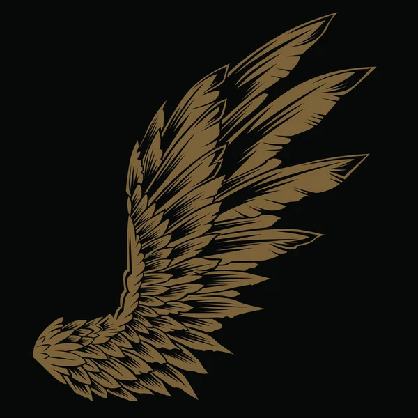 Wings Bird Vintage Gold Черном Фоне Vector Illustrator — стоковый вектор