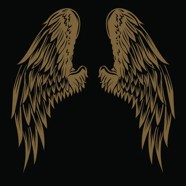 Wings Bird Vintage Gold Black Background Vector Illustrator — Stock Vector