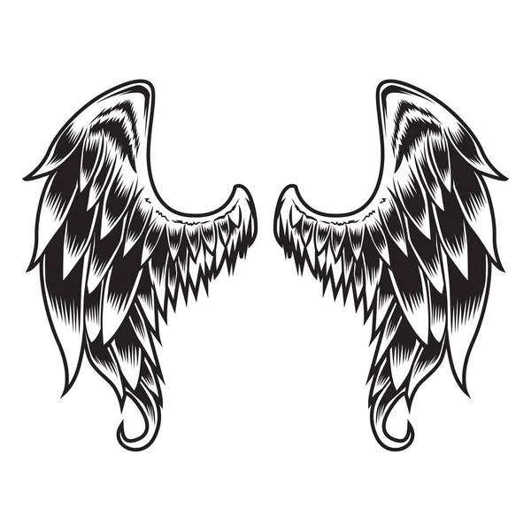 Wings Bird Featherblack White Tattoo Vector Illustrator — Stock Vector