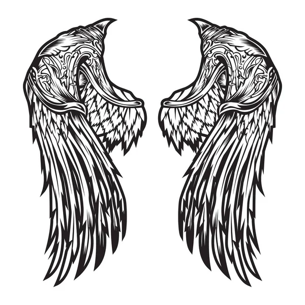 翼鳥の羽黒と白 ベクターイラストレーター — ストックベクタ