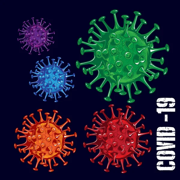 Corona Virus Covid Icono Diseño Gráfico Set Vector — Archivo Imágenes Vectoriales