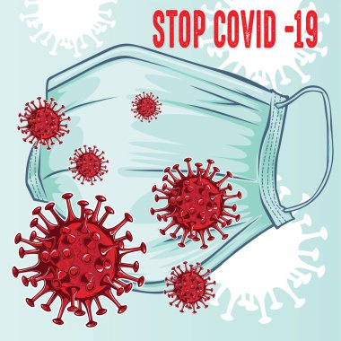 Yüz maskesi Corona Virüs COVID-19 simge Vektörünü Durdur