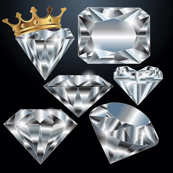 Diamond Vector Clip Art Gráficos Preto Set —  Vetores de Stock