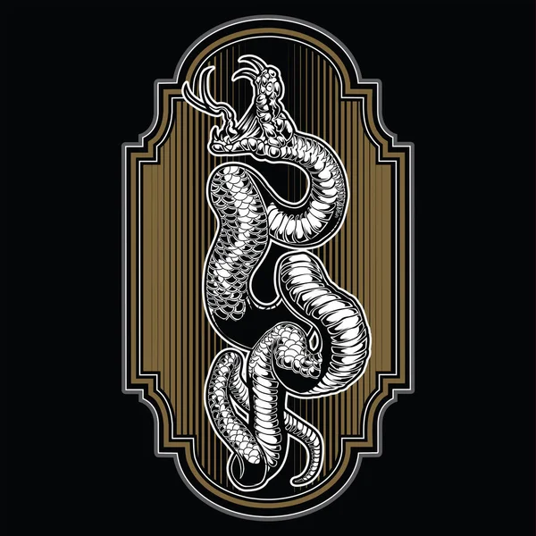 Snake Czarny Biały Vintage Wektor Logo Projekt Ilustracja — Wektor stockowy