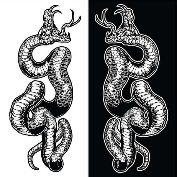 Ilustração Projeto Logotipo Vetor Preto Branco Serpente — Vetor de Stock