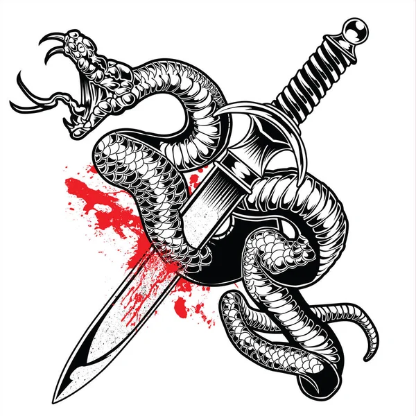 Φίδι Αίμα Και Μαχαίρι Διάνυσμα Λογότυπο Σχεδιασμό Εικονογράφηση — Διανυσματικό Αρχείο