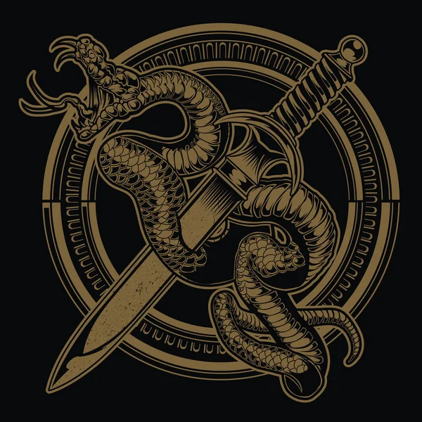 Serpente Faca Ouro Vetor Logotipo Design Illustration Jpg — Vetor de Stock
