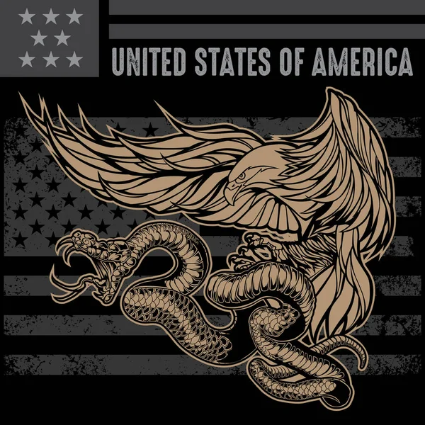Serpent Aigle Drapeau Etats Unis Amérique Vecteur Logo Illustration Conception — Image vectorielle