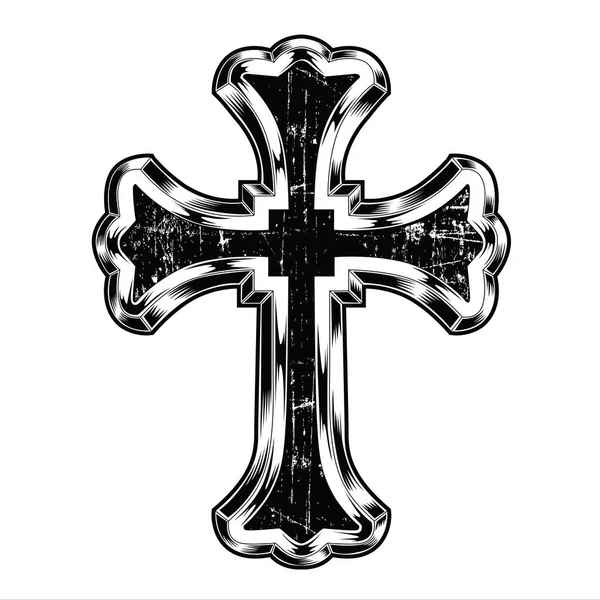 Christian Cross Vector Drawing Blak Illustration — Stock Vector