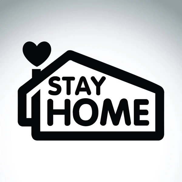 Значок Логотипа Stay Home Social Distancing Concept Stop Covid Черно — стоковый вектор