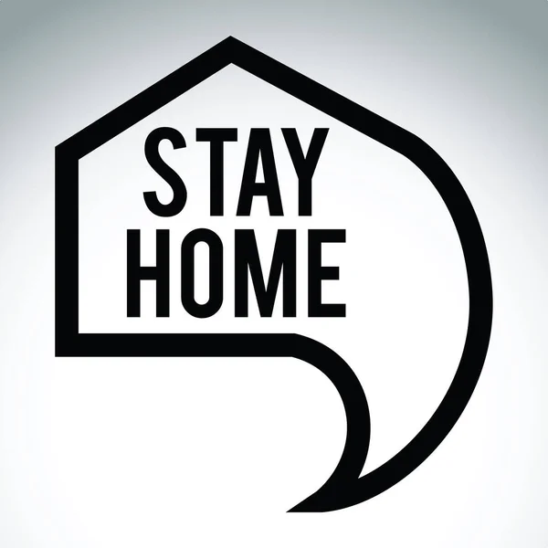 Значок Логотипа Stay Home Social Distancing Concept Stop Covid Черно — стоковый вектор