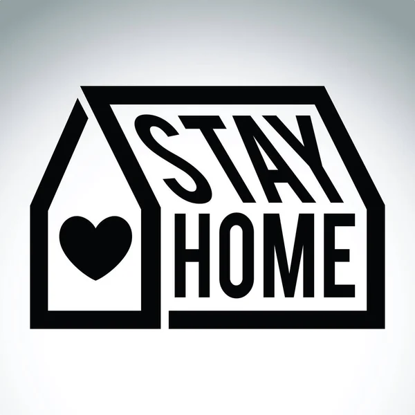 Значок Логотипа Stay Home Social Distancing Concept Stop Covid Черно — стоковый вектор