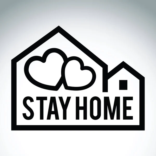 Stay Home Social Distancing Concetto Segno Icona Logo Stop Covid — Vettoriale Stock