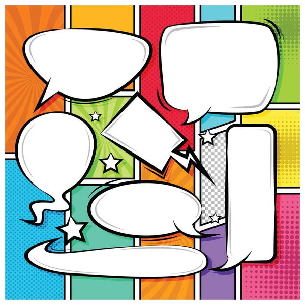 Comic Speech Bubbles Icons Sammlung Farbe Hintergrund Vektor Illustration — Stockvektor