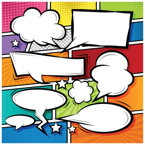 Comic Speech Bubbles Icons Sammlung Farbe Hintergrund Vektor Illustration — Stockvektor