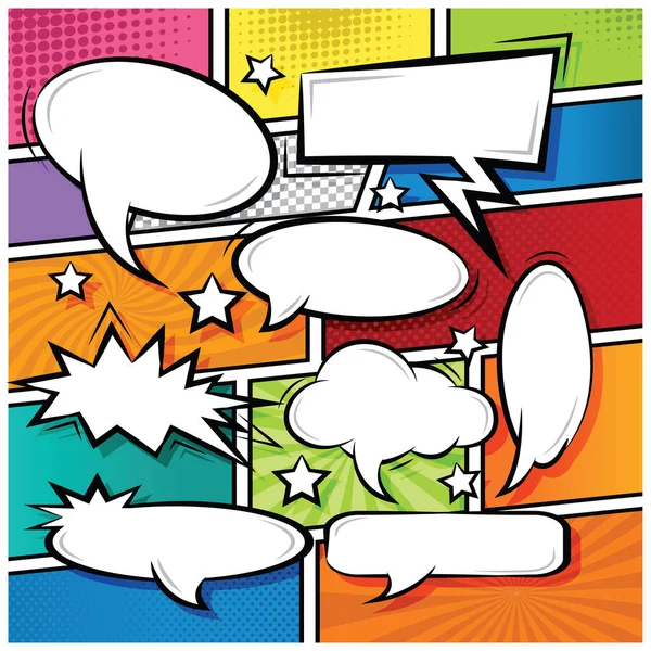 Comic Speech Bubbles Icons Sammlung Farbe Hintergrund Vektor Illustration — Stockvektor