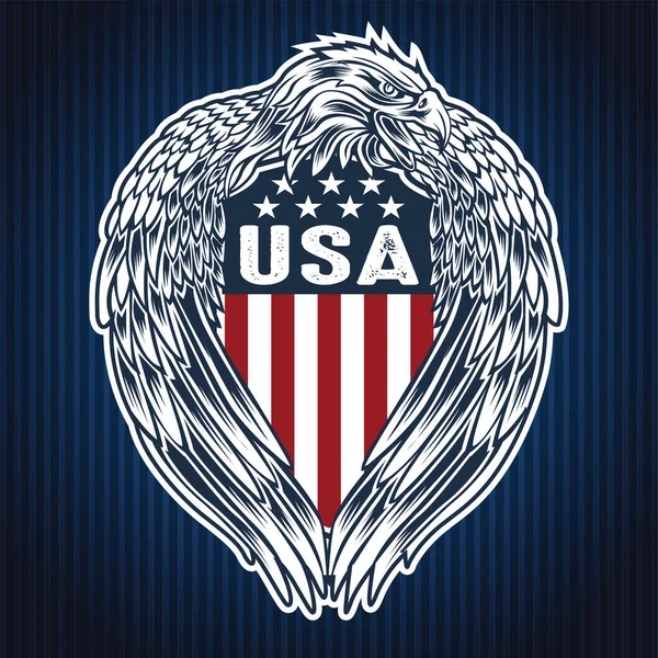 Ala Aquila Annimal Bandiera Blu Usa America Illustrazione Vettoriale — Vettoriale Stock