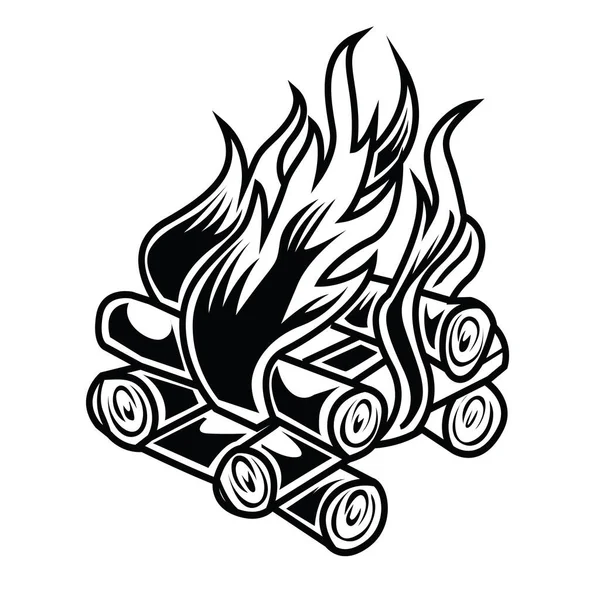 Kempingi Firewood Vintage Black White Adventure Outdoor Logo Vector — Wektor stockowy