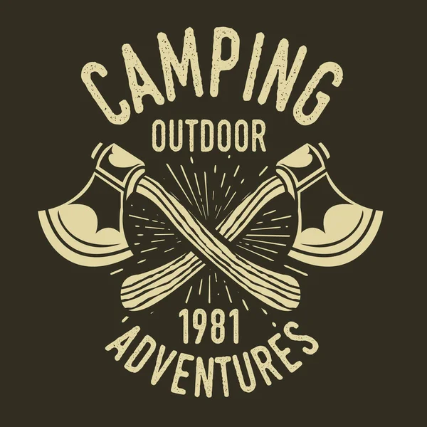 Camping Vintage Axe Adventure Outdoor Logo Vector — Archivo Imágenes Vectoriales