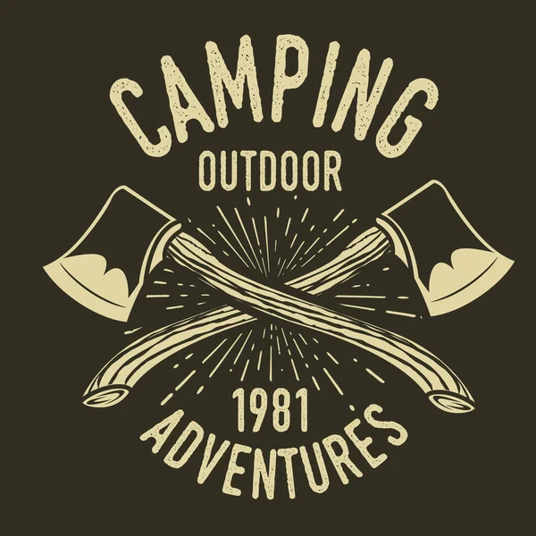 Camping Vintage Axe Aventura Livre Logo Vector —  Vetores de Stock