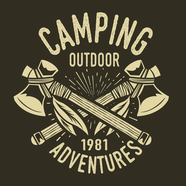 Camping Vintage Axe Adventure Outdoor Logo Vector — Vector de stock