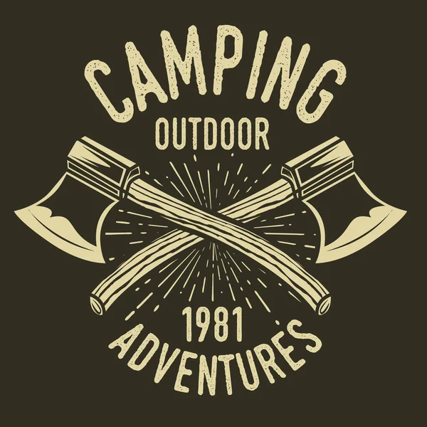 Camping Vintage Axe Adventure Outdoor Logo Vector — Vector de stock