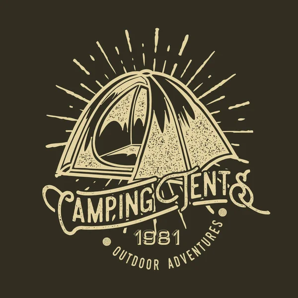 Camping Vintage Tenda Aventura Livre Logotipo Velho Vetor — Vetor de Stock