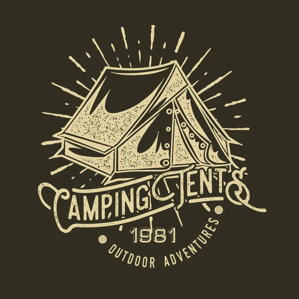 Campeggio Vintage Tenda Avventura Outdoor Logo Vecchio Vettore — Vettoriale Stock