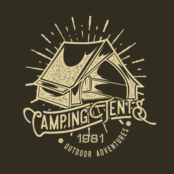 Camping Vintage Tent Adventure Outdoor Logo Old Vector — Stock Vector