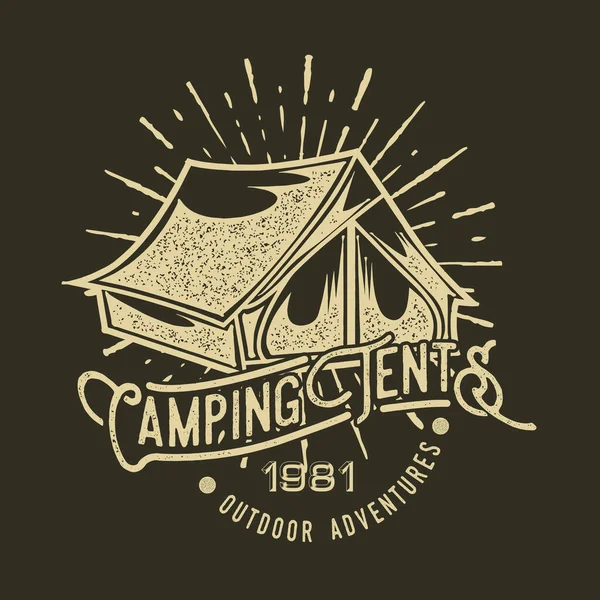 Camping Vintage Tienda Aventura Outdoor Logo Antiguo Vector — Vector de stock