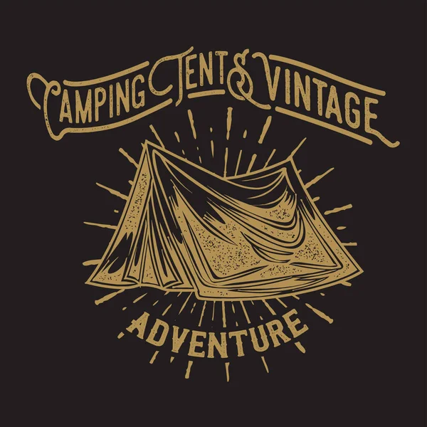 キャンプヴィンテージテントアドベンチャー屋外ロゴ古いベクトル — ストックベクタ