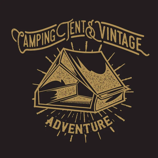 Camping Vintage Tent Aventure Logo Extérieur Vieux Vecteur — Image vectorielle