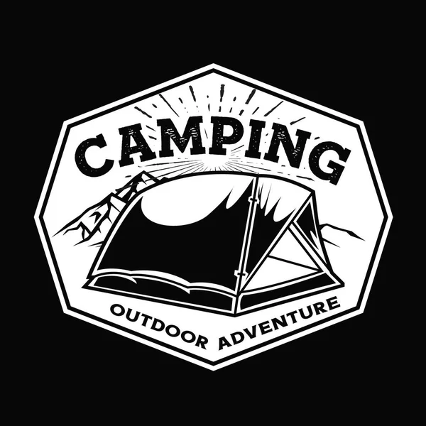 Camping Hiking Logo Design Adventure Life Tent Outdoor Vector — Stock Vector