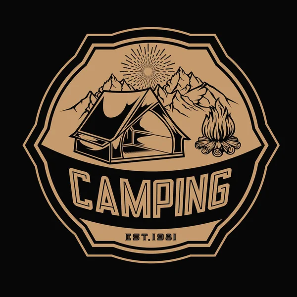 Camping Caminhadas Logotipo Design Vida Aventura Tenda Vetor Livre — Vetor de Stock