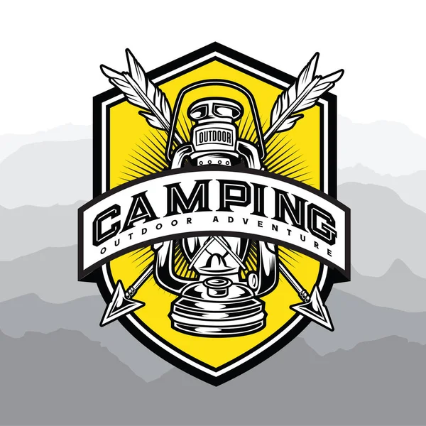 Camping Caminhadas Logotipo Design Vida Aventura Tenda Vetor Livre —  Vetores de Stock