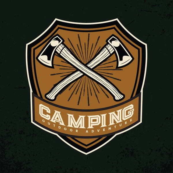 Camping Hiking Logo Design Adventure Life Tent Outdoor Vector — Stock Vector