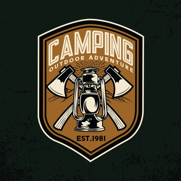 Camping Och Vandring Logo Design Äventyrsliv Tält Outdoor Vector — Stock vektor