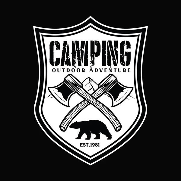 Camping Och Vandring Logo Design Äventyrsliv Tält Outdoor Vector — Stock vektor