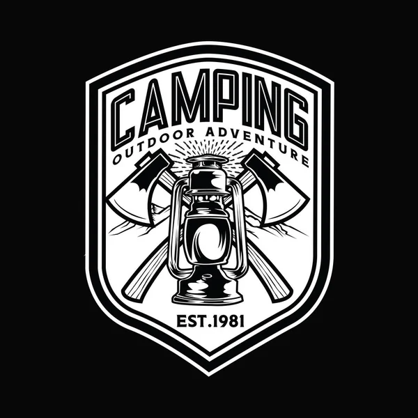 Camping Hiking Logo Design Adventure Life Tent Outdoor Vector — Stock Vector