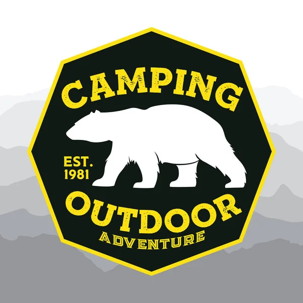 Camping Caminhadas Logotipo Design Vida Aventura Tenda Outdoor Set Vector —  Vetores de Stock